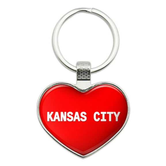I Love Kansas City Heart Metal Key Chain
