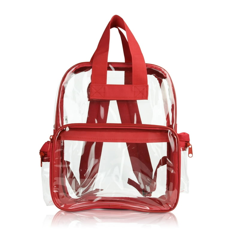 Dalix Clear Backpack Bags Smooth Plastic in Red