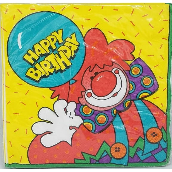 Happy Birthday 'Birthday Clown' Lunch Napkins (16ct)