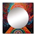 thumbnail image 2 of Designart "Street Art Depiction: The Hurdle Is The Way" Buddhism Pink Large Square Mirror - Square Bedroom Mirror Printed Wall Decor - Traditional Square Printed Wall Mirror Art, 2 of 5