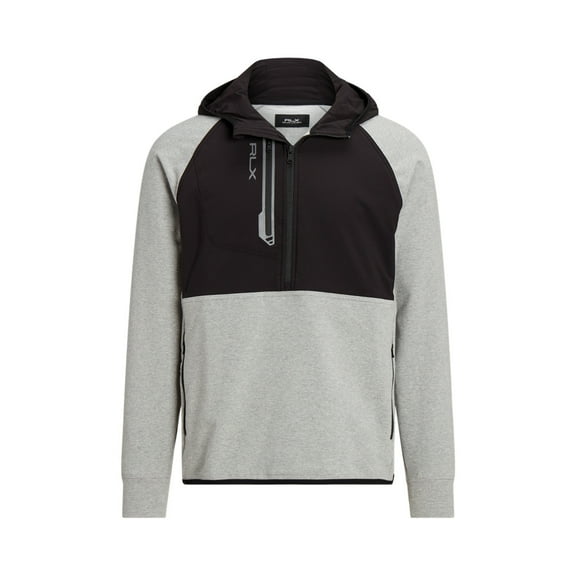 Polo Tech Terry 1/2 Zip Hooded Pullover - Andover Heather/Black