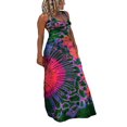 thumbnail image 1 of Robe Longue Décontractée d'Été pour Femme, Imprimé Teinture sur Nœuds, Col en U, Sans Manches, 1 of 6
