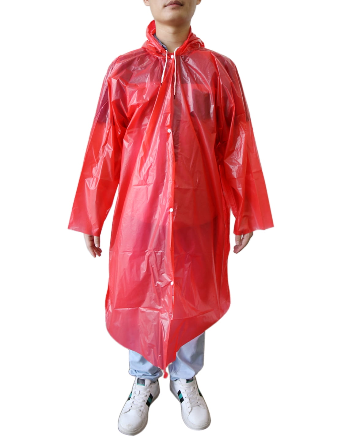 Red One Size Adult Disposable Waterproof Hooded Raincoat Rain Poncho ...