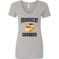 thumbnail image 3 of Inktastic Powered by Churros and Chocolate Women's V-Neck T-Shirt, 3 of 5