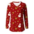 thumbnail image 4 of Tops Navideños Para Mujer Blusas de Manga Larga Con Cuello en V Casual Raglan Camiseta Top Odeerbi ODB186653, 4 of 5