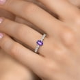 thumbnail image 4 of Gem Stone King 14K Yellow Gold Purple Amethyst and Lab Grown Diamond Engagement Ring for Women | 1.40 Cttw | Oval Checkerboard 7X5MM | Gemstone February Birthstone | Size 5, 4 of 6