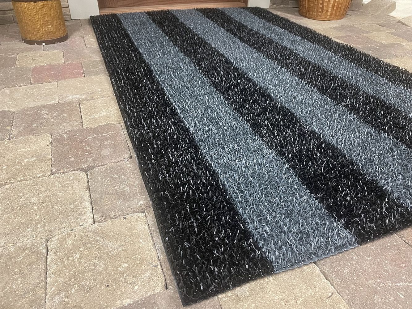 Clean Machine Striped AstroTurf Scraper Doormat 35.5 x 59.5 inch Charcoal Outdoor Use
