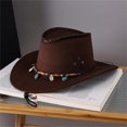 thumbnail image 2 of MIASHUI Western Denim Cowboy Hat with Curved High and Wool Brim for Men and Women Stylish British Jazz Hat Coffee,One Size, 2 of 4