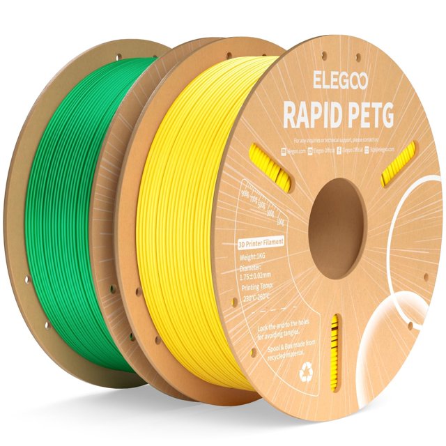 Filamento para impresora 3D ELEGOO Rapid PETG de 1,75 mm, amarillo y verde