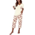 thumbnail image 4 of Lumistal Womens Pajama Sets Summer Pajamas Casual Soft Short Sleeve Tshirt and Crop Pants Matching Sets 2 Piece Pajamas Set Matching Sets Women Clothing, 4 of 6