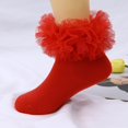 thumbnail image 4 of Akiihool Girls Ruffle Socks Toddler Baby Girls Ruffle Lace Socks Eyelet Mesh Cotton Frilly Ankle Soft Dress Kids Princess Sock(Red,4-6 Years), 4 of 7