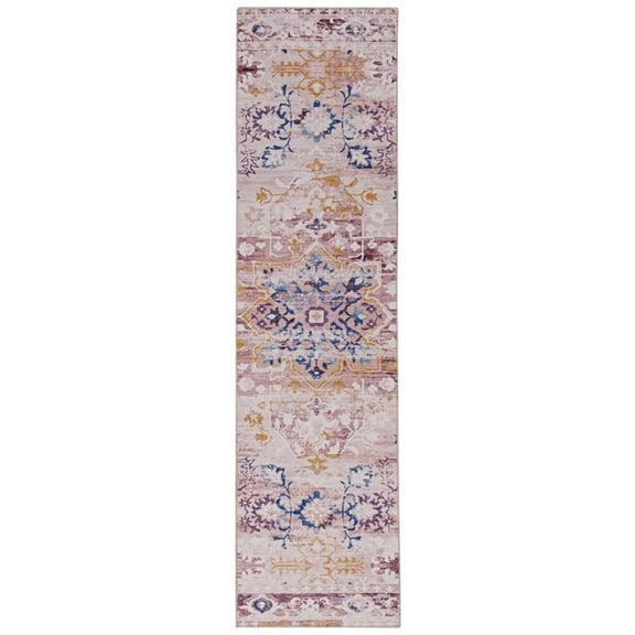 Linon Washable Merit Polyester 2'x8' Rug in Ivory