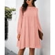 thumbnail image 5 of Vestido Midi, Color Puro, Cintura Suelta, Cuello Redondo, Vestido De Mujer, Poliéster Para El Hogar ANGGREK Otros, 5 of 6