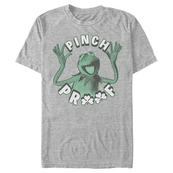 Men's The Muppets St. Patrick's Day Kermit Pinch Proof Graphic Tee Athletic Heather Medium