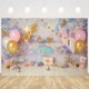thumbnail image 2 of Castle Princess Birthday Theme Flower Fairy Backdrop for Cake Smash Photography Newborn Kids Portrait Spring Butterfly Decor (7x5FT/2.1x1.5m), 2 of 4