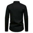 thumbnail image 5 of safuny Men's Long Sleeve Shirt Renaissance Crewneck Shirt Slim Novelty Button Vintage Top​ Black S, 5 of 8