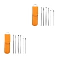 thumbnail image 3 of Vogacara Paquete de 6 palillos para los oídos, kit de removedor de cera para los oídos con cuchara de acero inoxidable, cureta pulida de viaje Amarillo 2Conjunto, 3 of 6