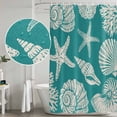 thumbnail image 4 of Shower Curtain Bathroom Set Summer Ocean Conch Shell Waterproof Fabric Shower Curtains with Grommets&Hooks, Coastal Starfish Turquoise Privacy Bath Curtain for Bathtub 72x72in, 4 of 9