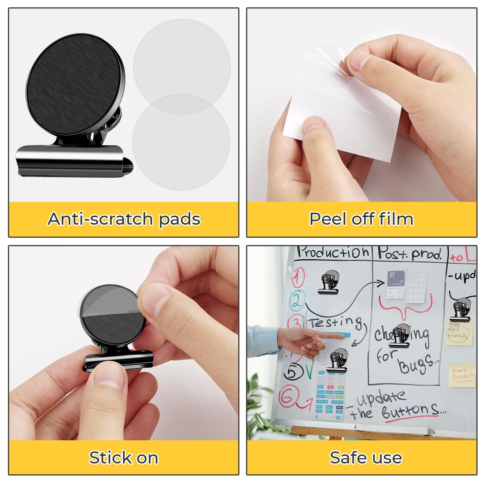 VNDUEEY 48 Pack Magnetic Clips, Refrigerator Magnets Fridge Magnets, Black Magnet Clips for Whiteboard, Clip Magnets for Photo Displays, Home, Office,Classroom