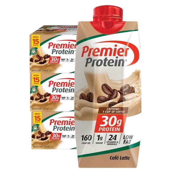 3 Pack | Premier Protein 30g High Protein Shake, Café Latte (11 fl. oz., 15 pk.)