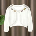 thumbnail image 5 of Afuyipoi Girls Lace Trim 100% Cotton Knit Bolero Cardigan Long Sleeve Top for Kids Size 1-8Y Summer Light Layering White Size 5T, 5 of 7
