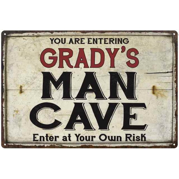 GRADY'S Man Cave Sign Rustic Garage Decor Gift 8x12 Metal 208120035462