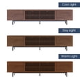 thumbnail image 5 of POVISON-Modern Wood TV Stand, Minimalist Slatted Media Console with Tall-cast Metal Legs, Walnut Veneer, 94“, 5 of 8