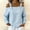 Light Blue, variant on Morttic Women’s Vacation Style Off-Shoulder Shirt – Metal Buckle Strap Dropped Shoulder Long Sleeve Top Casual Outfits White,S