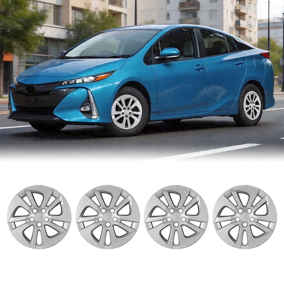 15 inch Hubcaps for 2016-2022 Toyota Prius, 2017-2022 Toyota Prius Prime, 2020-2024 Toyota Corolla Hybrid, PP Wheel Rim Cover, Snap-On Lacquer(4 Pack)