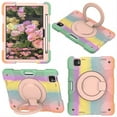 thumbnail image 3 of ELEHOLD Military Grade Shockproof Case For iPad Pro 11 2024, Heavy Duty Protection Ring Stand Cover, Adjustable Angel, Detachable Shoulder Strap, Pencil Holder, Colorful Rosegold, 3 of 11