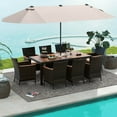 thumbnail image 3 of Costway 11 PCS Patio Dining Set with 15ft Double-Sided Patio Umbrella (Base Included) Beige, 3 of 10