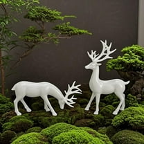 Qonioi Scandinavian Glass Deer Ornament, Modern White Reindeer Figurine for TV Cabinet Shelf, Christmas Decor, Animal Sculpture
