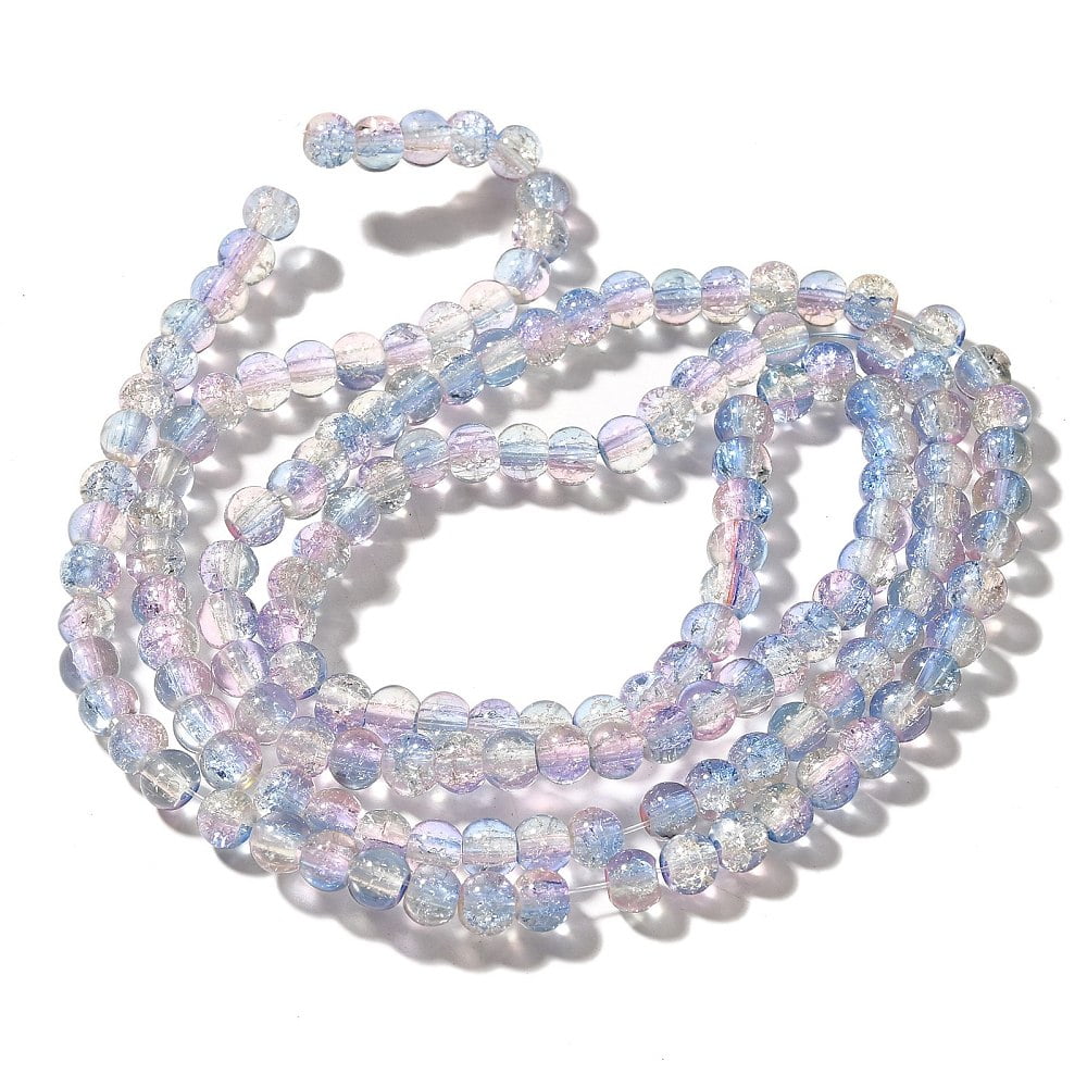 20 strand Crackle Glass Beads Strands Round Two Tone Cornflower Blue 6~6.5mm Hole: 1.2mm 151pcs/strand 31.42 inch(79.8cm)