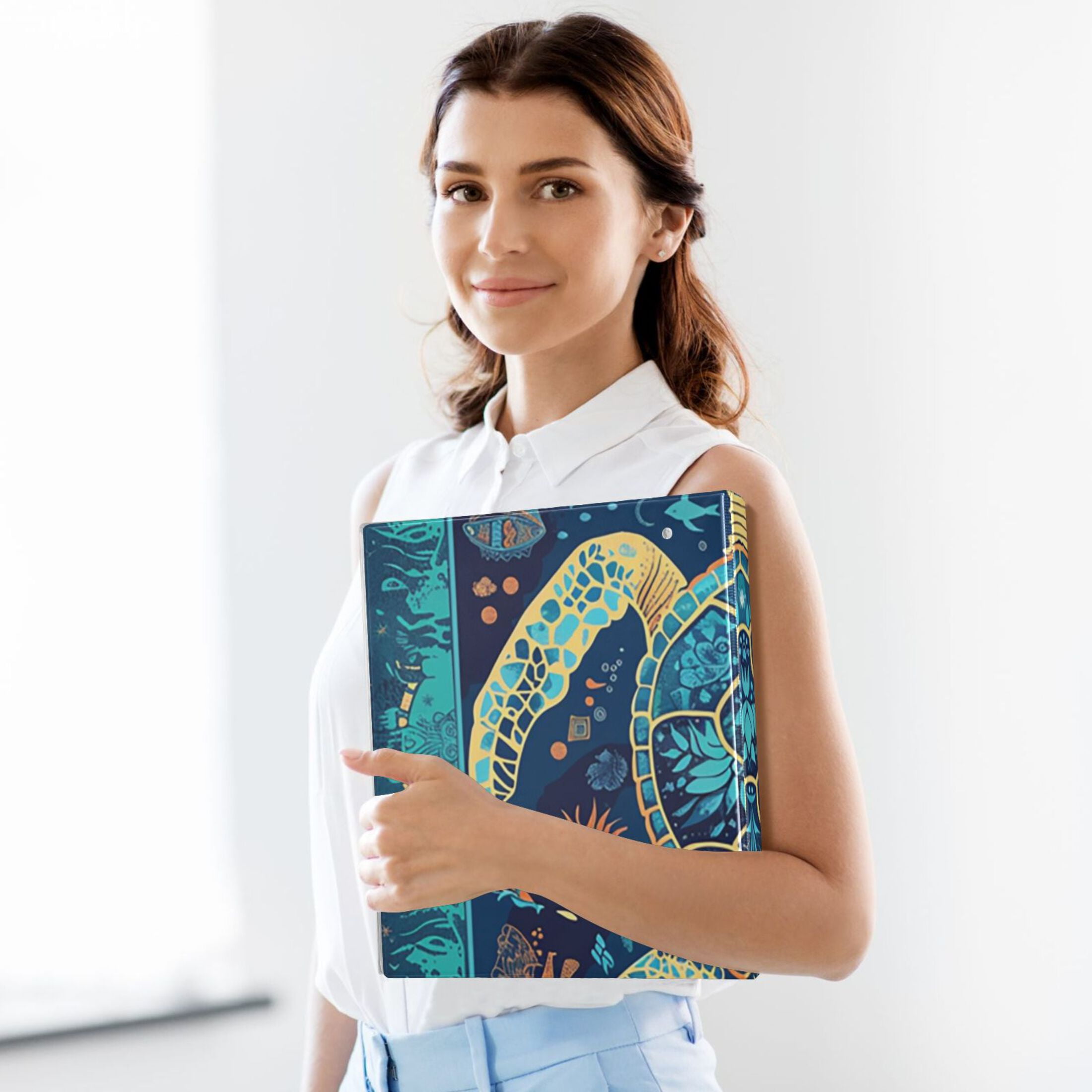 Mystery Turtle 3 Ring Binders 1.5 inch Hardcover File Folders with Interior Pockets A4 Size Organizer for School Office Hospital