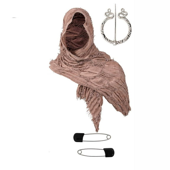 ZQUUVOU Men's and Women's Medieval Cloak Hood Shawl Cowl Scarf Renaissance Apocalyptic Cape Accessory Neck Gaiters Pink