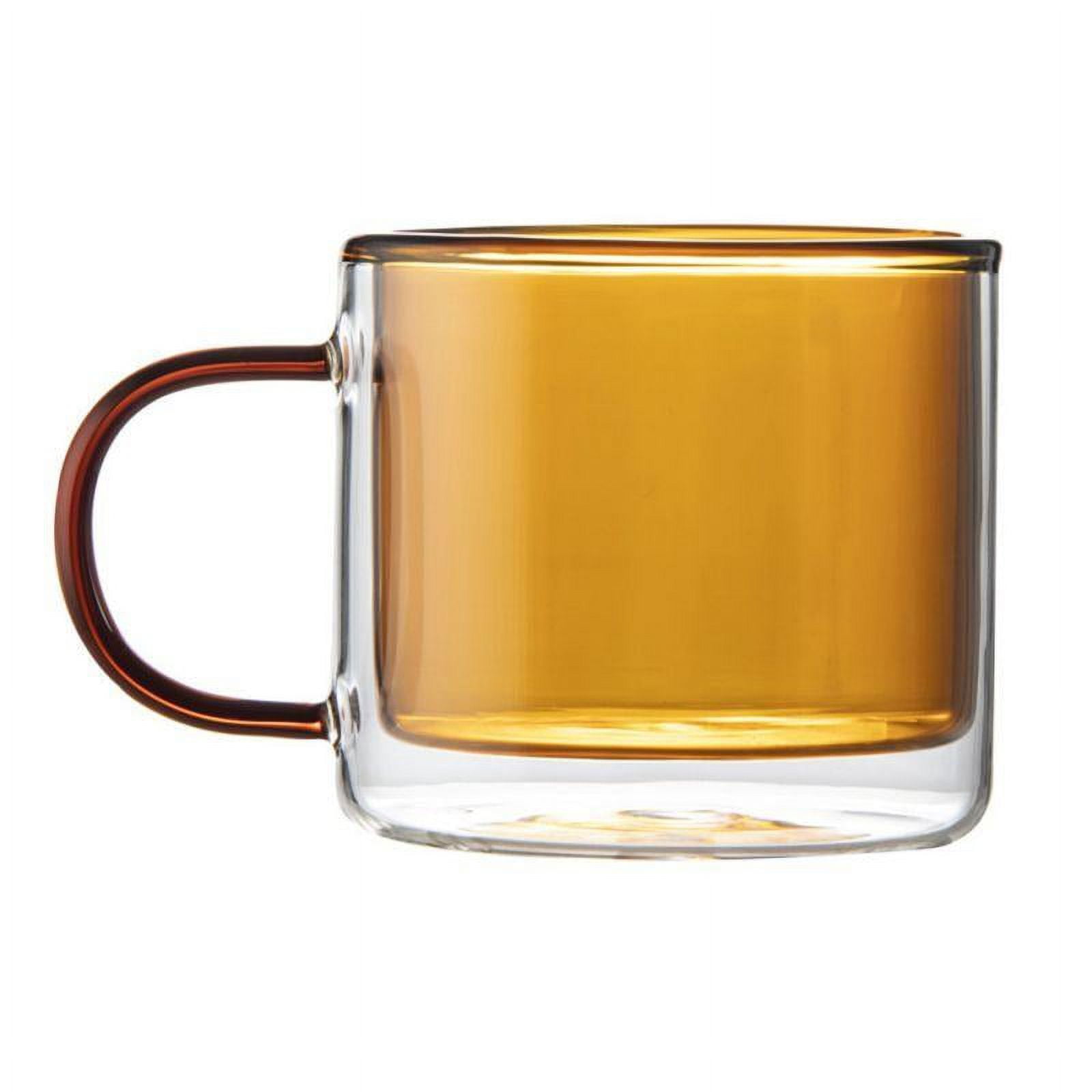 Punpun Coffee Cups Clear Coffee Mugs, Espresso Cups,Double Wall Glass Coffee Mugs with Big Handle, Clear Mugs Each 380ml, Perfect Glass Mugs for Hot