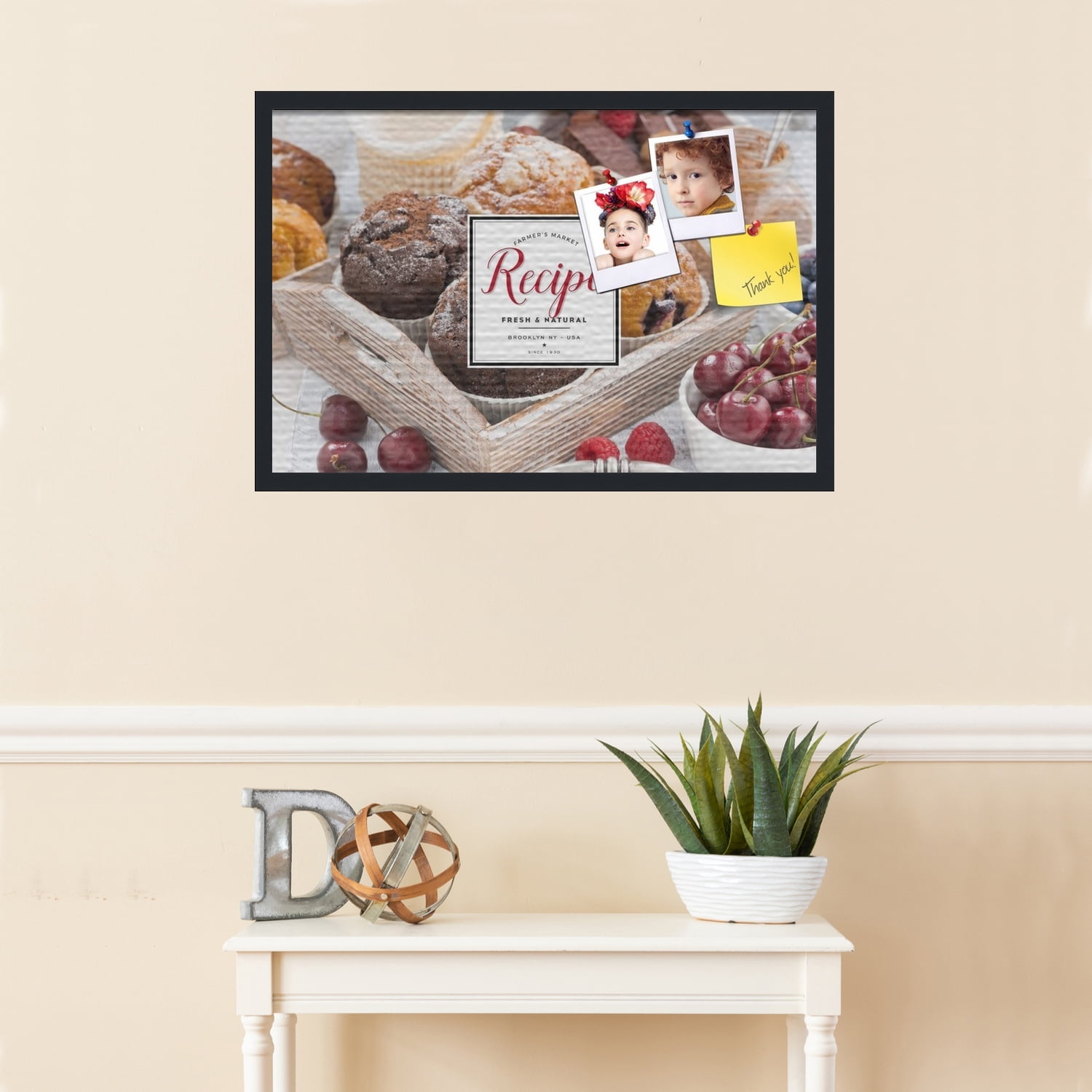 PinPix 30x20 Custom Cork Bulletin Board Baked Goods Poster Board Has a Fabric Style Canvas Finish, Framed in Baked Goods, by ArtToFrames (PinPix-1368)