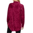thumbnail image 3 of Hvyesh Velour Shirt for Women Button Down Tunic Tops Long Sleeve Velvet Shirt Dressy Work Shirt Blouse, 3 of 6