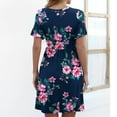 thumbnail image 7 of Sundresses for Women Casual Summer - Womens Casual Summer Beach Dresses Solid/Floral Crewneck Short Sleeve T-Shirt Dress Loose Swing Dress Aline Sundress, 7 of 7