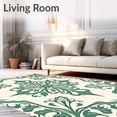 thumbnail image 2 of ODIKA 5'x7' Machine Washable Non-Slip Area Rug, Vintage Damask Scrollwork with Ornate Baroque Details High Traffic Rug with Pad, Green, 525835, 2 of 8