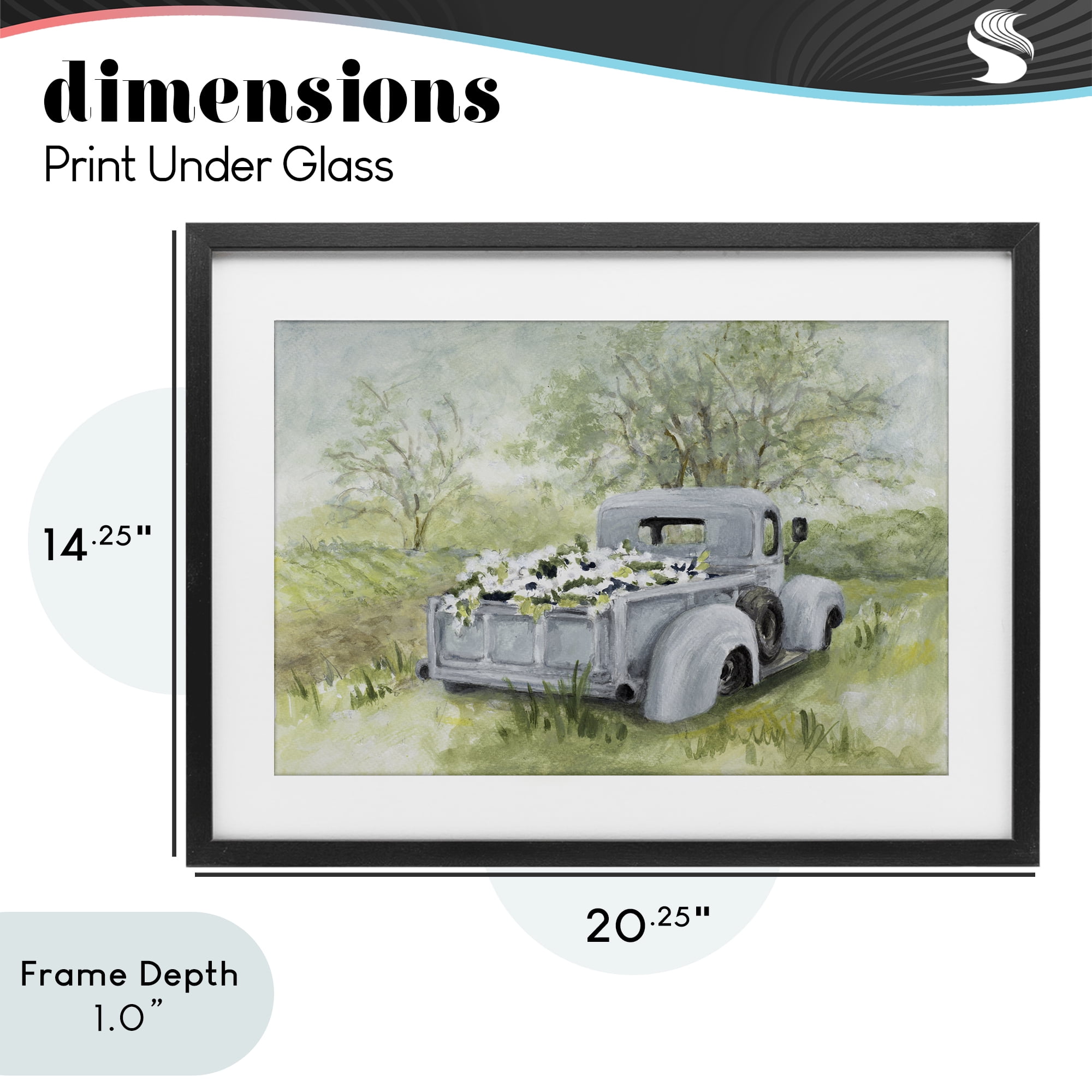 Stupell Industries Vintage Blue Truck Flower Sale Black Framed Print Under Glass, design by Lanie Loreth