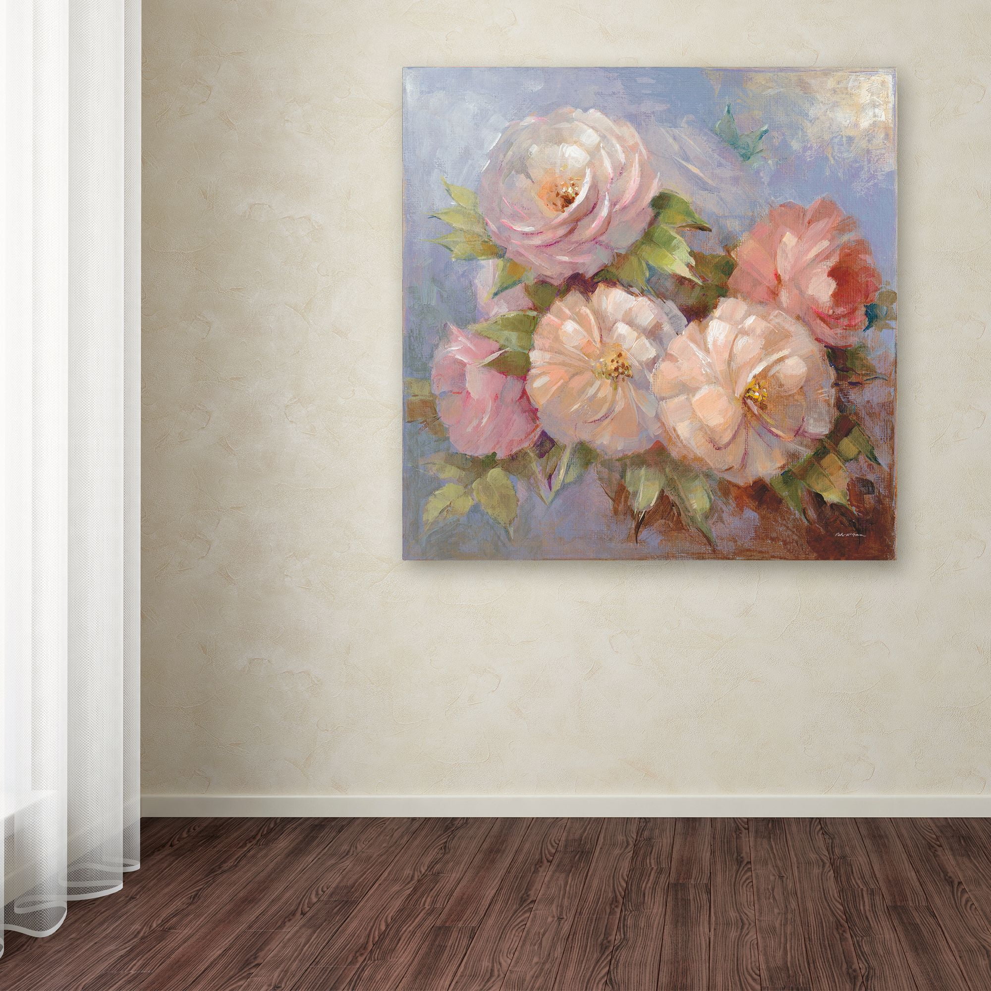 Trademark Fine Art 'Roses on Blue III Crop' Canvas Art by Peter McGowan