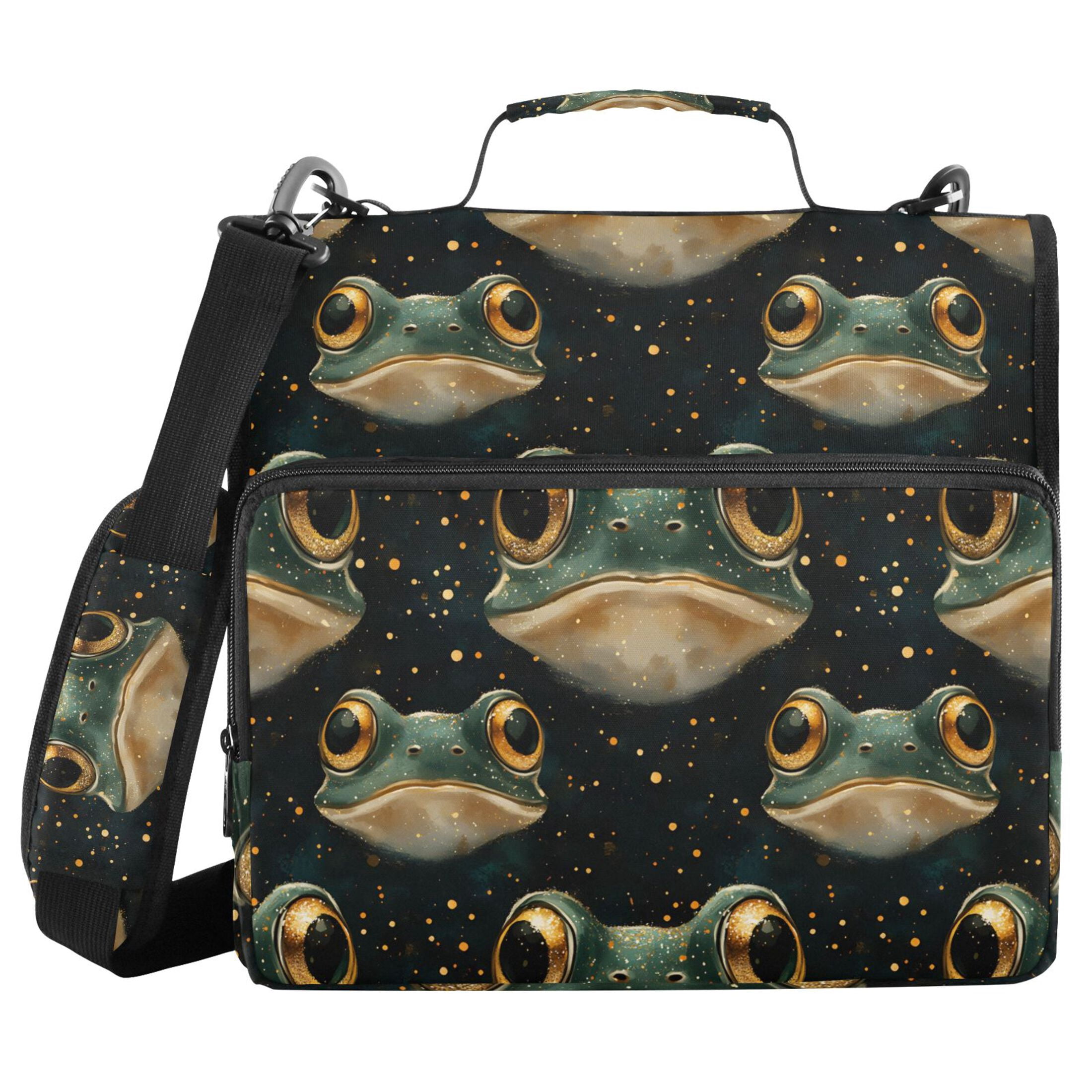 ALAZA Zipper Binder Frogs 3 Ring Trapper Keeper File Folder Organizer Bag