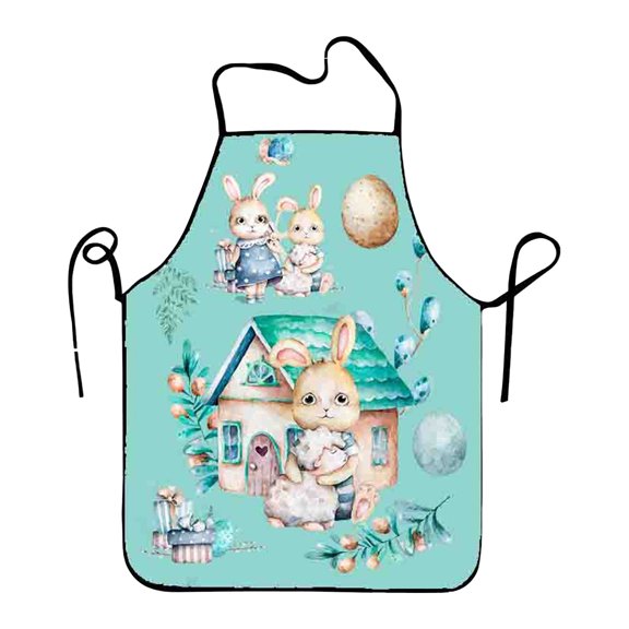 LKWLPD Easter Aprons for Women Happy Easter Aprons Chef Cooking Aprons Bunny Egg Flower Prints Adjustable Washable Aprons Colorful Collection Kitchen for Spring Dinner Baking,E