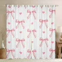 Erosebridal Pink Bow Tie Curtains Pack of 2 (42Wx63L),Love Heart Black Out Curtains,Kawaii Bow Curtains for Living Room,Bowknot Bedroom Decorative