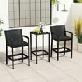 thumbnail image 2 of Gymax 3 Piece Patio Bar Set Bistro Table & Chairs w/ Heavy-Duty Metal Frame, 2 of 10