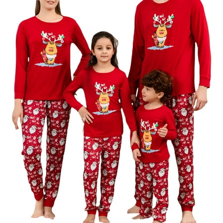 

JBEELATE Christmas Family Matching Pajamas Set Elk Print Tops Pants Xmas Pjs Sets Women Men Kids Sleepwear