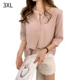 thumbnail image 1 of Sonducket Camisa a rayas Mujer Blusa de verano Cuello Suelta Top casual Prendas para la parte del cuerpo Rosado 3XL, 1 of 7