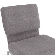 Flash Furniture 21W Church Chair in Gray Fabric with Book Rack - Silver Vein Frame