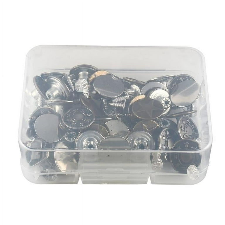 40Pcs Iron Jeans Button Tack Buttons Cap Replacement With Box For
